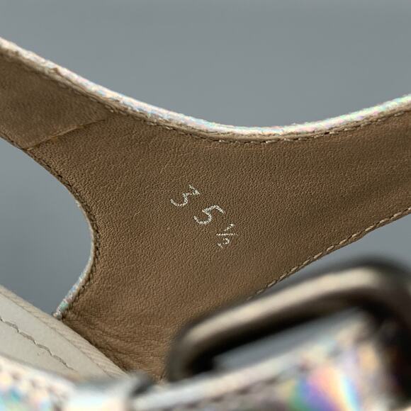 DRIES VAN NOTEN Size 5.5 Iridescent Grey Suede Platform Pumps - Picture 8 of 8